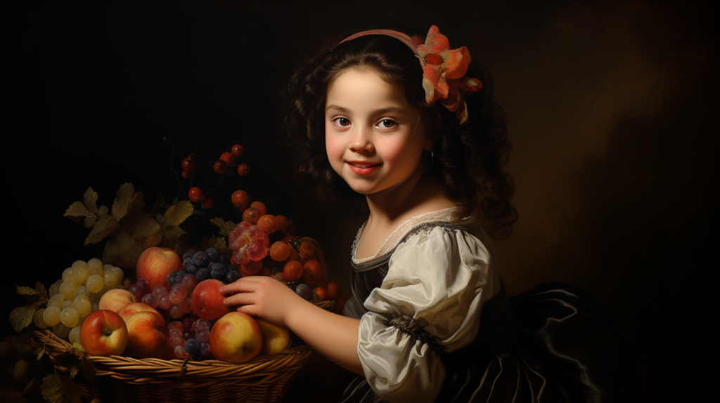 Girl & Basket of Fruit
