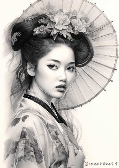 Pencil Sketch Geisha