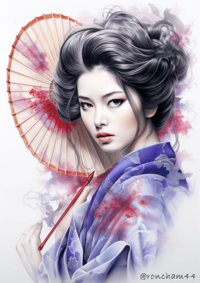 Color Pencil Sketch Geisha