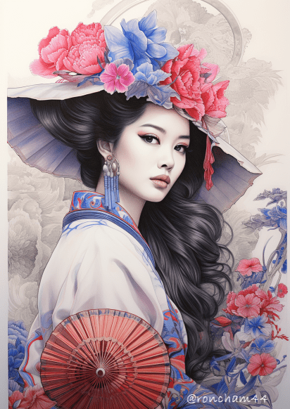 Color Pencil Sketch Geisha