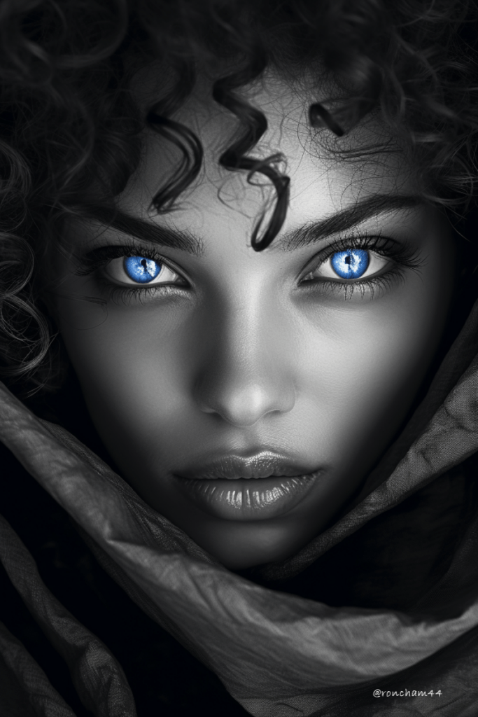 B&W with Blue Eyes
