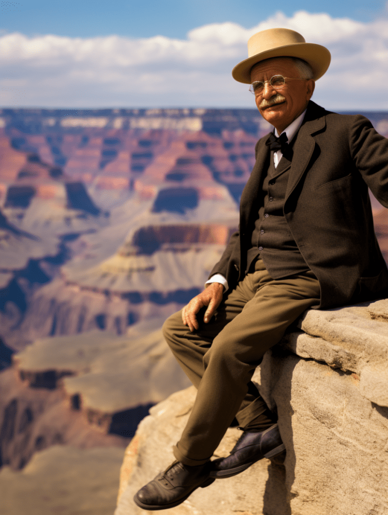 Ai generated - President Theodore Roosevelt at the Grand Canyon