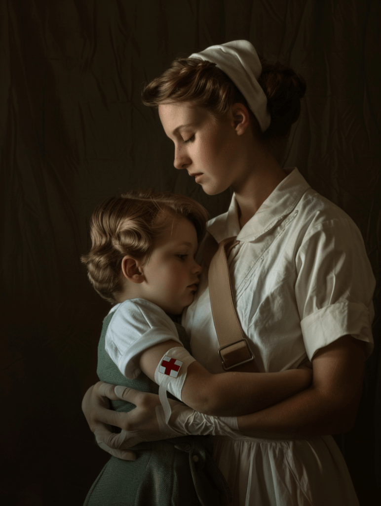 nurse consoling a child after giving her the polio vaccine