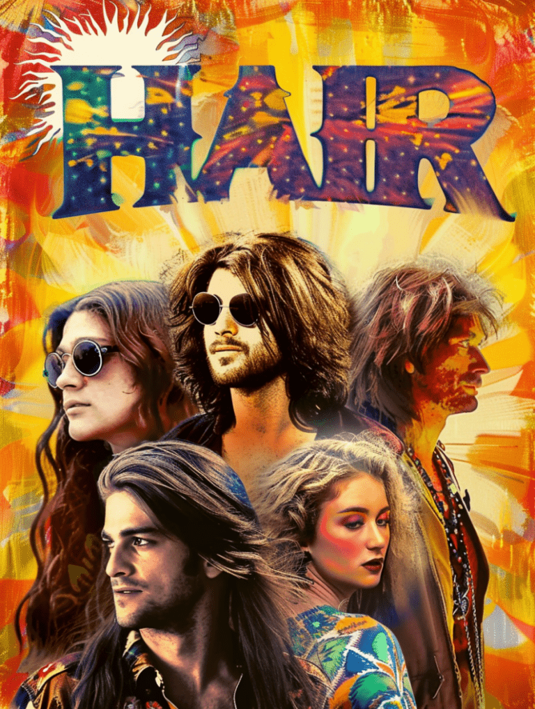 poster for Hair musical generated by AI