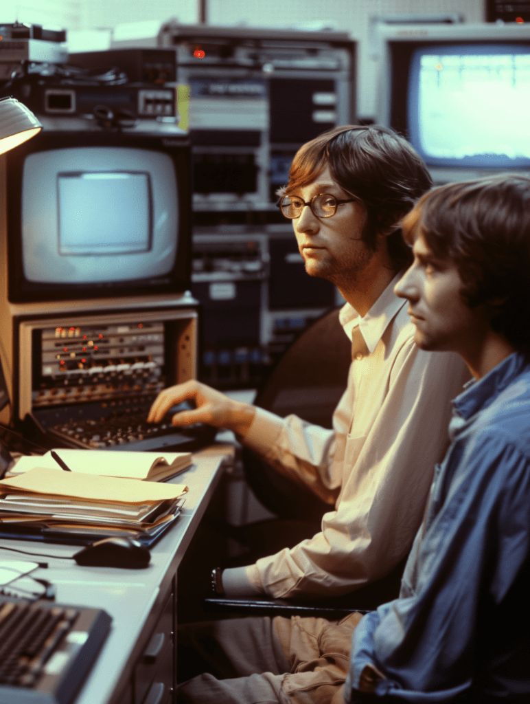 AI generated - A young Bill Gates and Paul Allen founding Microsoft